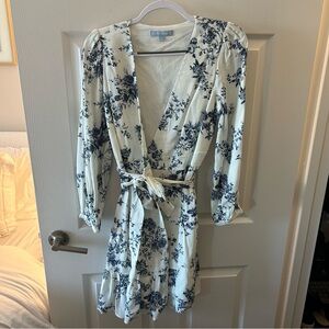 ANTONIO MELANI Navy and White Floral Wrap Dress